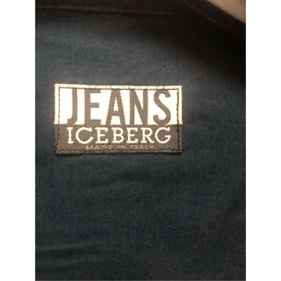 Iceberg Jean Mens Dark Navy Blue Long Sleeve Button Up Collared Shirt Size XL - Picture 5 of 9